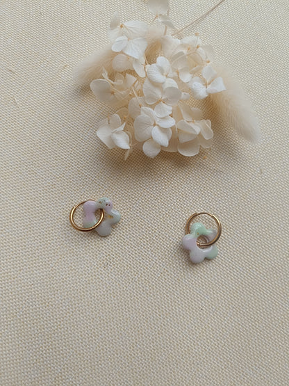 Pampille " mini mya " vert et rose pastel