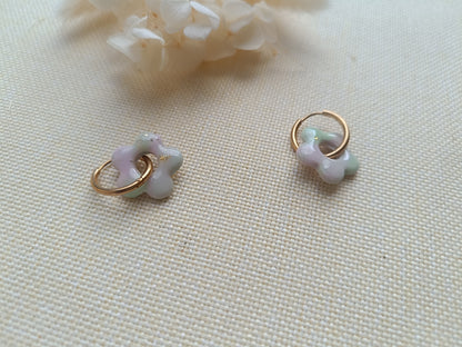 Pampille " mini mya " vert et rose pastel