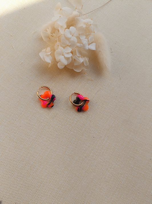 Pampilles " mini mya " noir, orange/rose néon