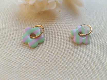 Pampilles " Mya " marinière verte et rose pastel