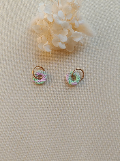 Pampilles " garance " verte et rose pastel