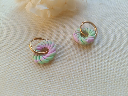 Pampilles " garance " verte et rose pastel