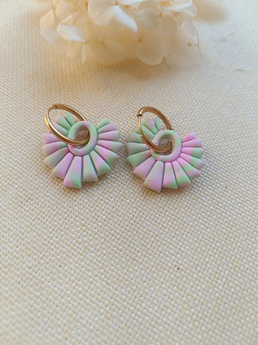 Pampilles " gladys " verte et rose pastel