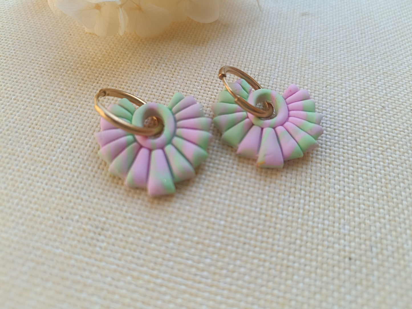 Pampilles " gladys " verte et rose pastel