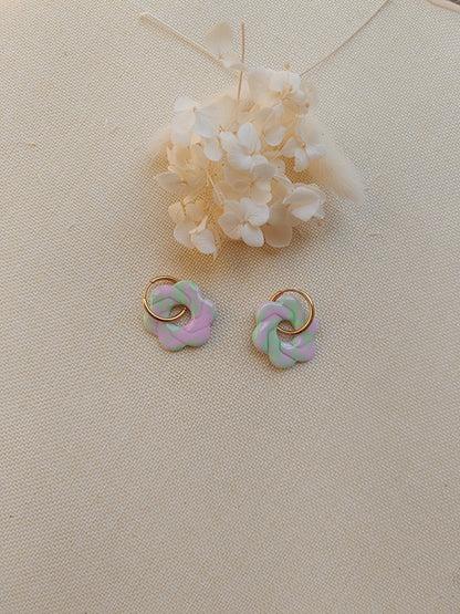 Pampille " enola " marbré vert et rose pastel