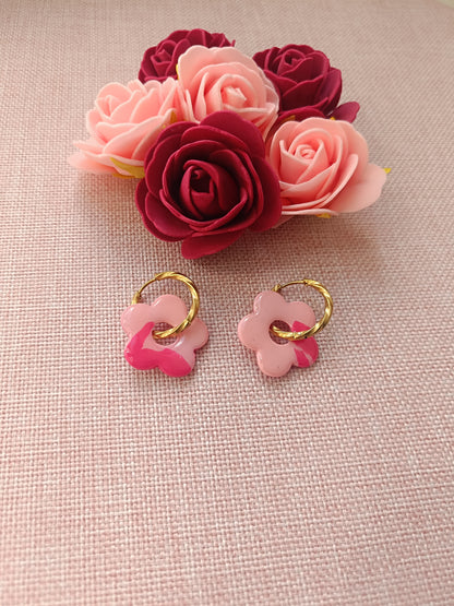 Pampilles " Mya " rose pastel et framboise