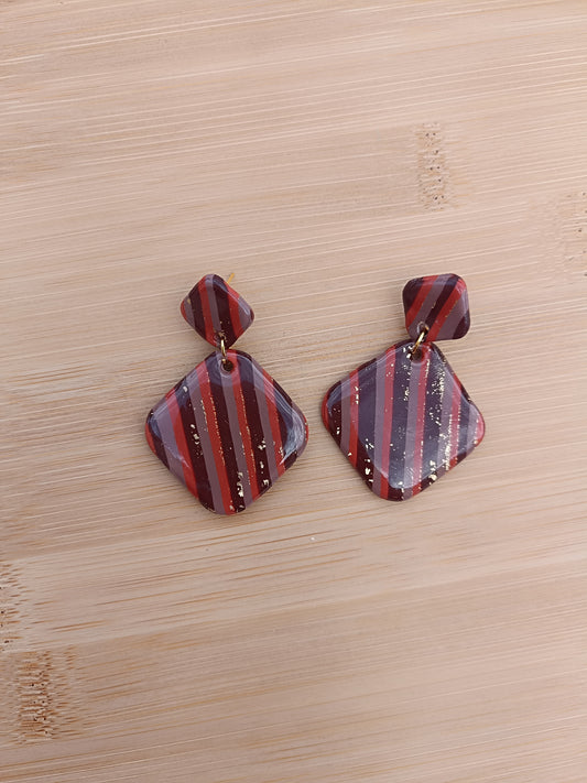 Boucles d'oreilles " alya " marron/terracotta et doré