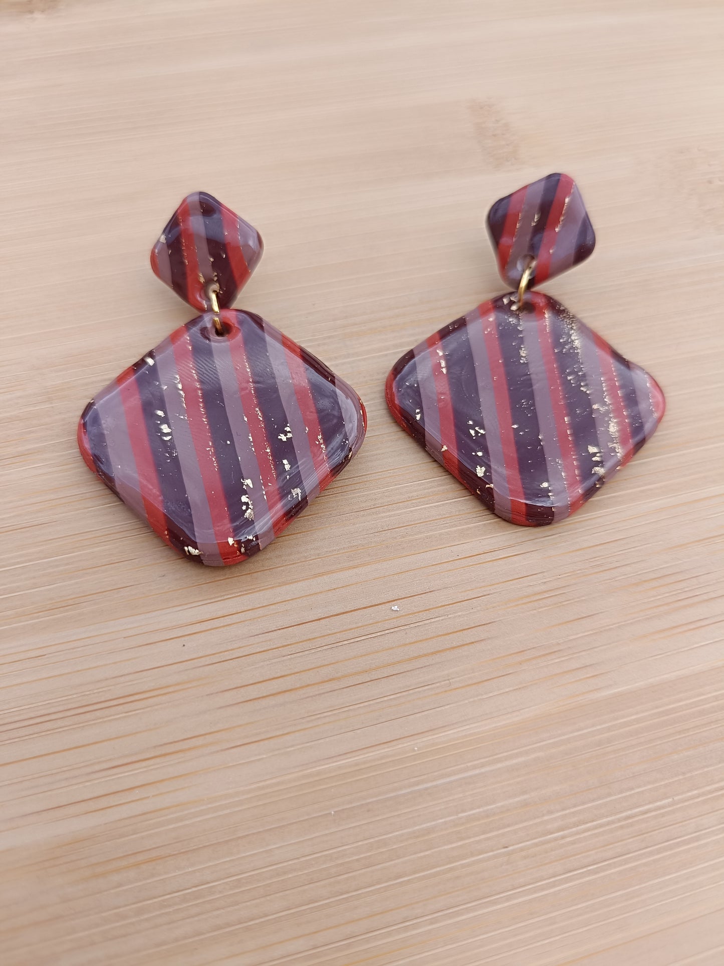 Boucles d'oreilles " alya " marron/terracotta et doré