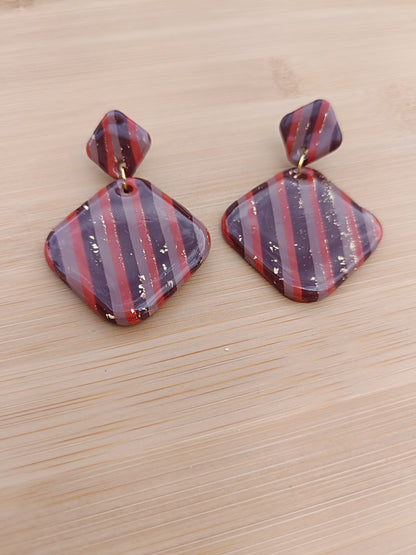 Boucles d'oreilles " alya " marron/terracotta et doré