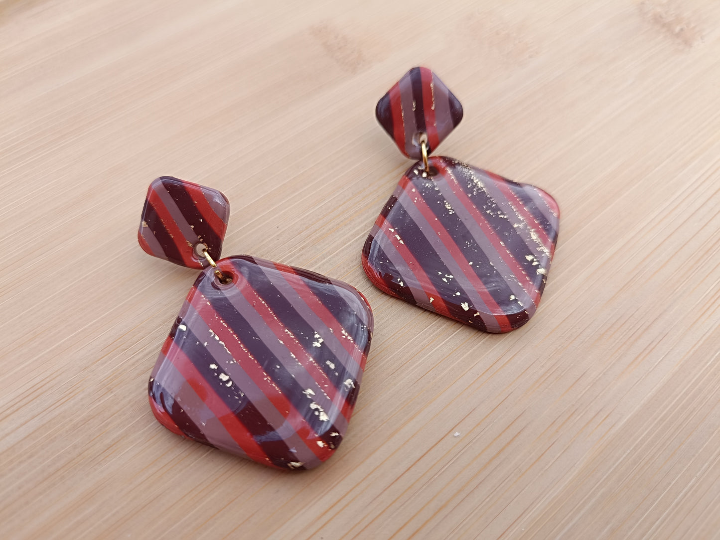 Boucles d'oreilles " alya " marron/terracotta et doré