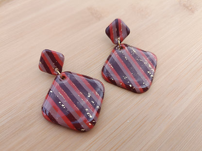 Boucles d'oreilles " alya " marron/terracotta et doré