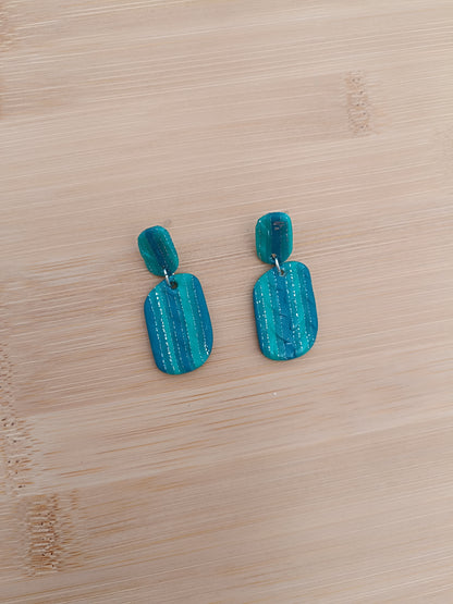 Boucles d'oreilles " nora " vert lagon et argenté