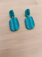 Boucles d'oreilles " nora " vert lagon et argenté