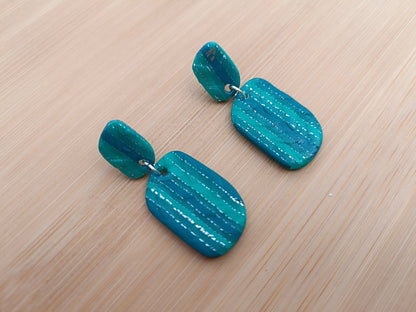 Boucles d'oreilles " nora " vert lagon et argenté