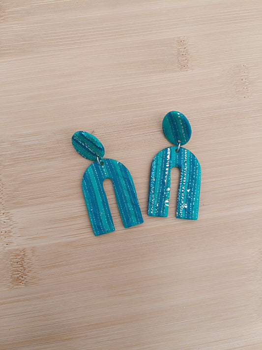 Boucles d'oreilles " melina " trio vert et argenté