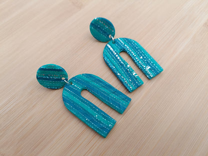 Boucles d'oreilles " melina " trio vert et argenté