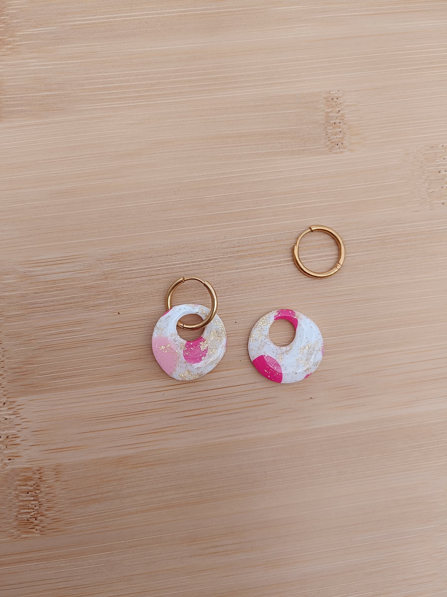 Pampilles " nelya " blanche rose foncé/pastel et violette