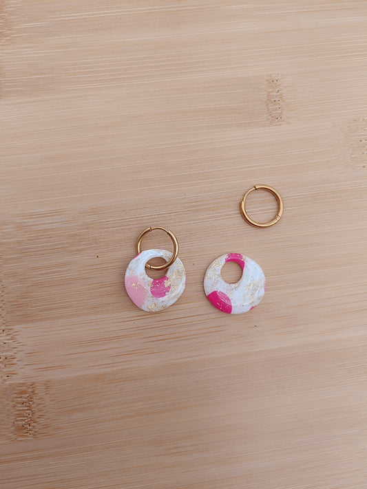 Pampilles " nelya " blanche rose foncé/pastel et violette