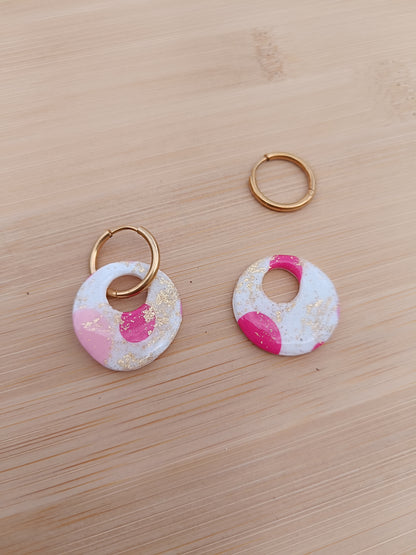 Pampilles " nelya " blanche rose foncé/pastel et violette