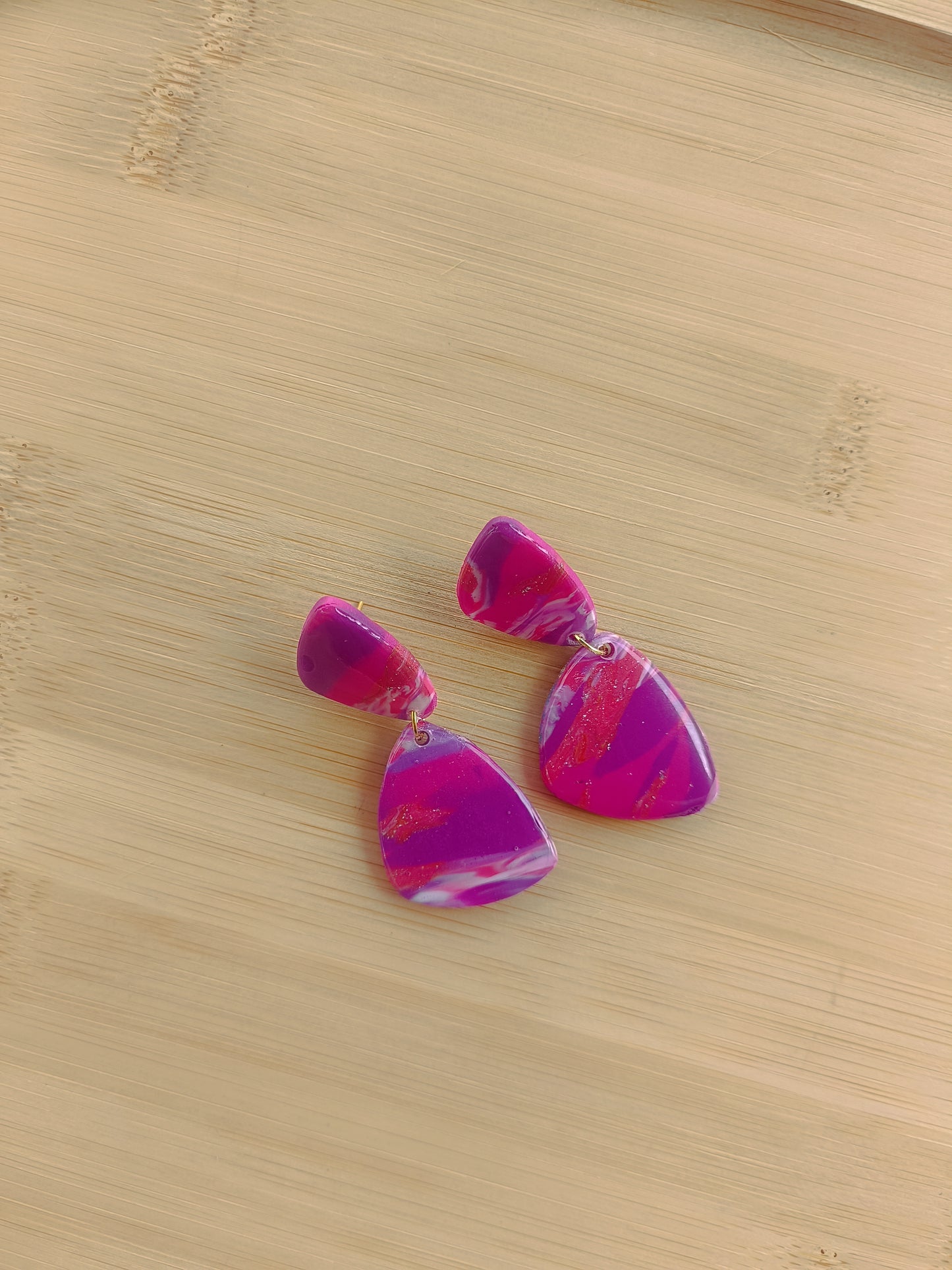 Boucles d'oreilles " éléonore " marbré rose/violet/blanc