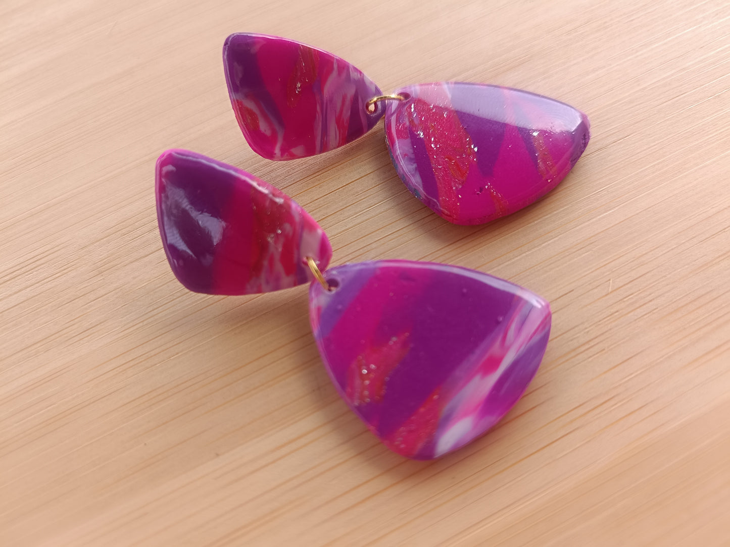 Boucles d'oreilles " éléonore " marbré rose/violet/blanc