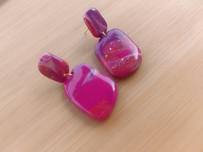 Boucles d'oreilles " nora " violette, blanche et rose