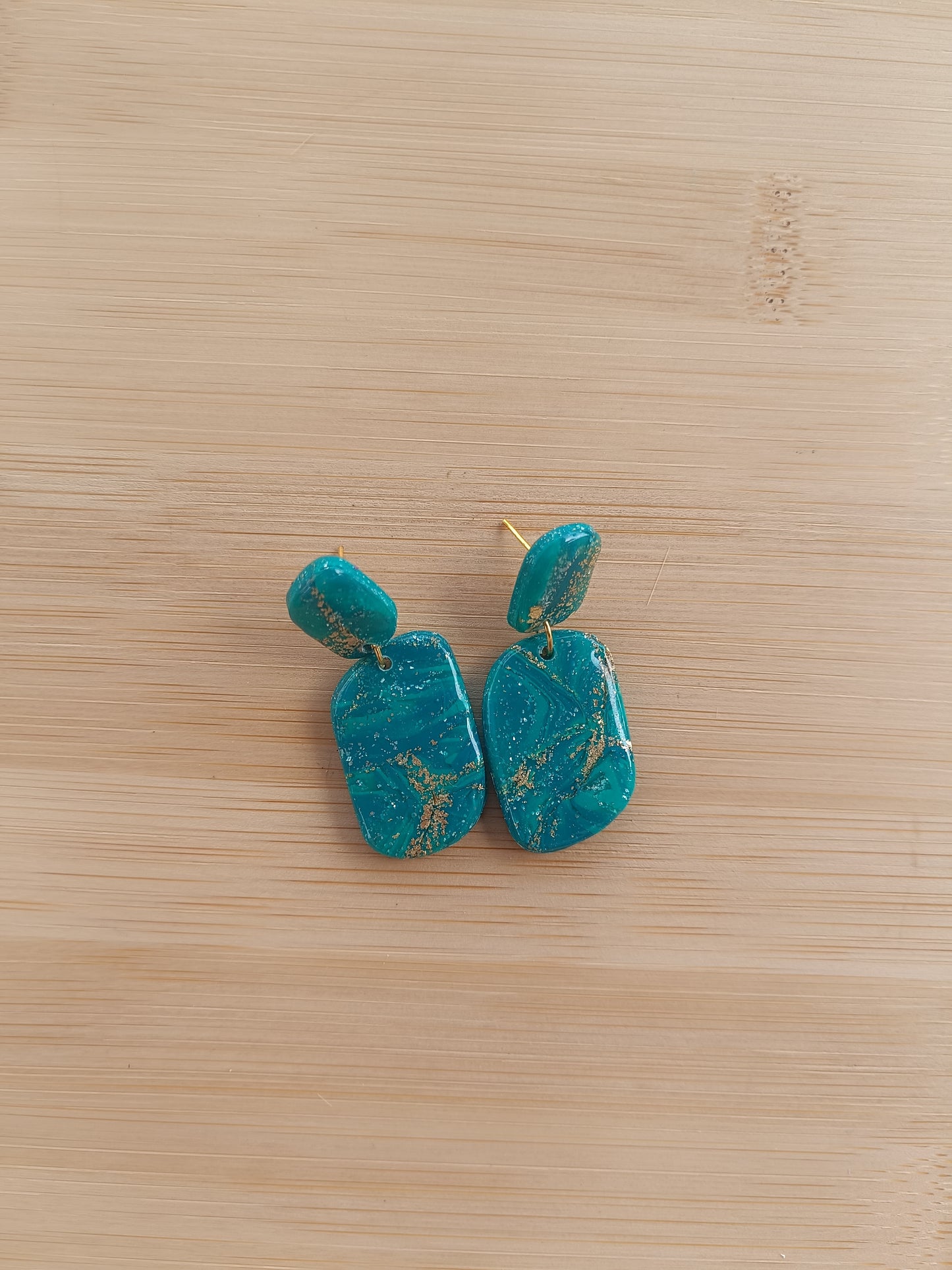 Boucles d'oreilles " nora " marbré verte et doré