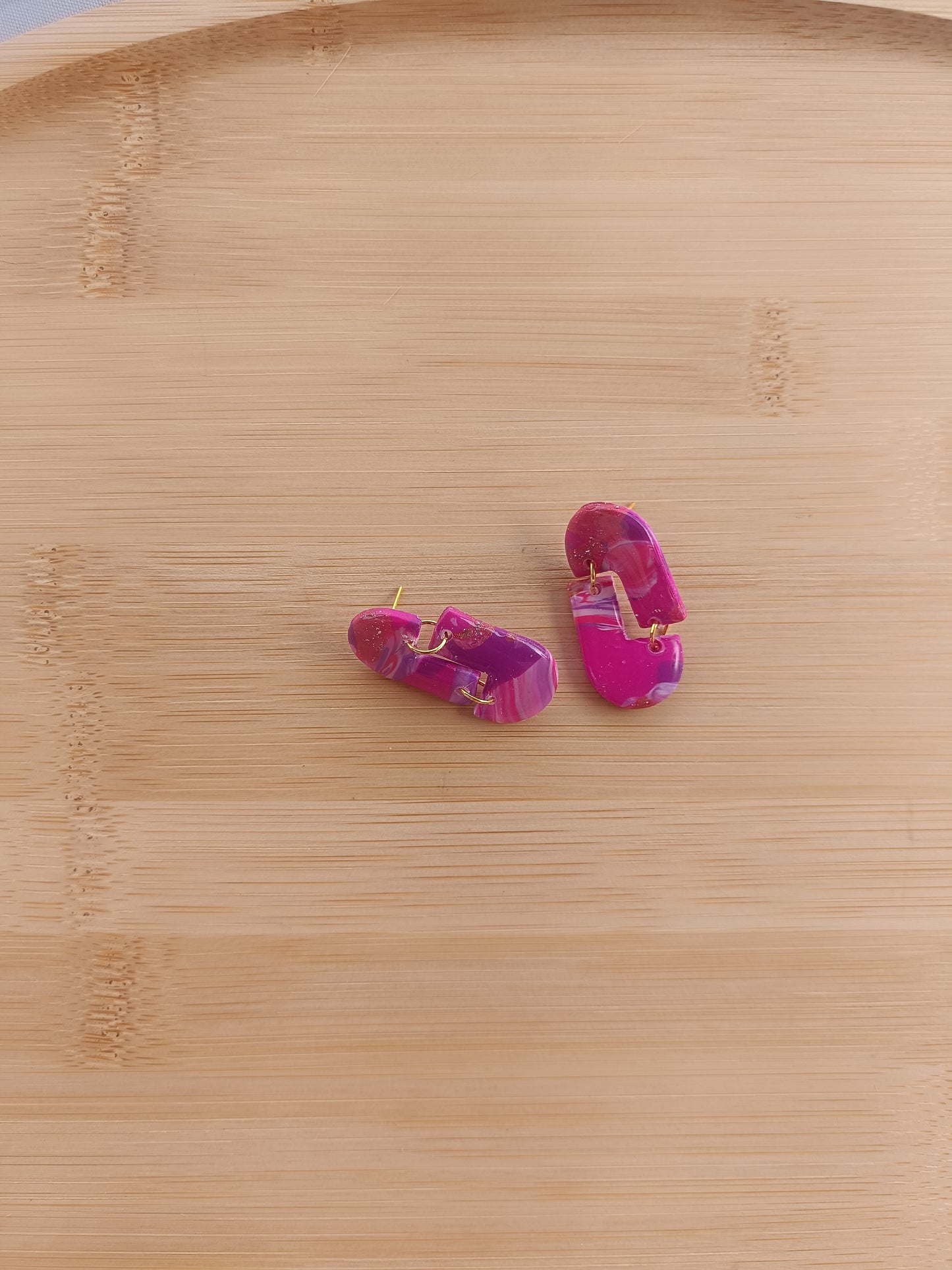 Boucles d'oreilles " elise " rose, violette et blanche