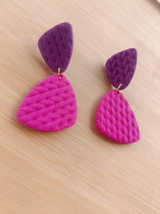 Boucles d'oreilles " éléonore " bicolore violet/fuschia