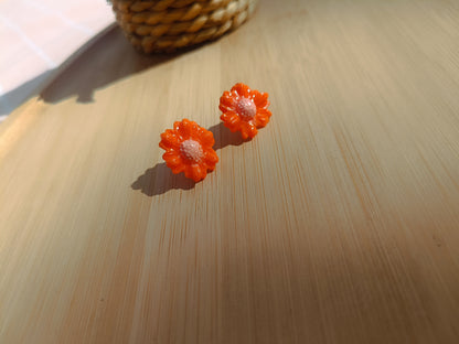 Clous d'oreilles " soleil corail "