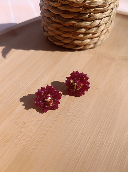 Clous d'oreilles " grenat doré "