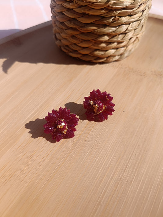 Clous d'oreilles " grenat doré "