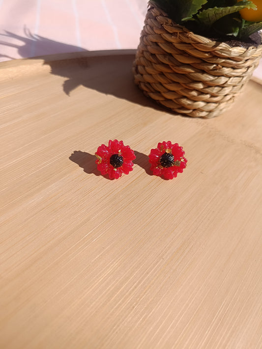 Clous d'oreilles " coquelicot sauvage "