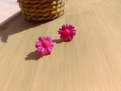 Clous d'oreilles " framboise pailletée "