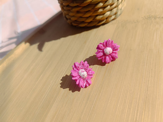 Clous d'oreilles "framboise pailletée