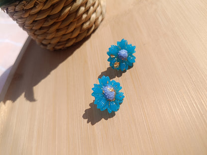 Clous d'oreilles " bleuet enchanté  "