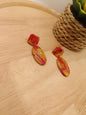 Boucles d'oreilles " Louise " marbé rouge et doré