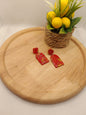 Boucles d'oreilles "Alba " marbré rouge et doré