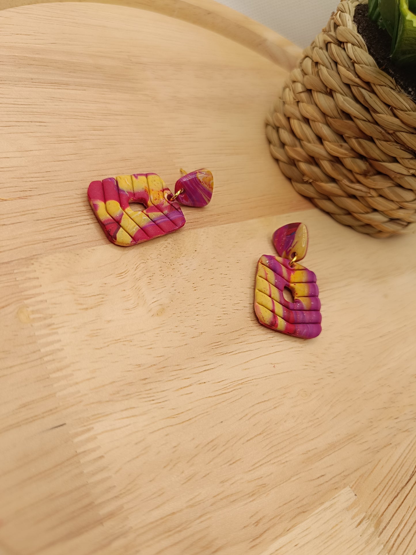Boucles d'oreilles " Léonie " mélange de couleur