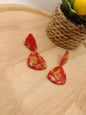 Boucles d'oreilles " éléonore " marbré rouge et doré