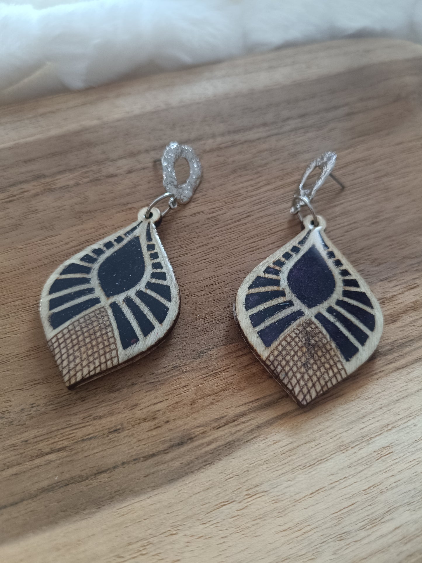 boucles d'oreilles " giulia " bois et noir