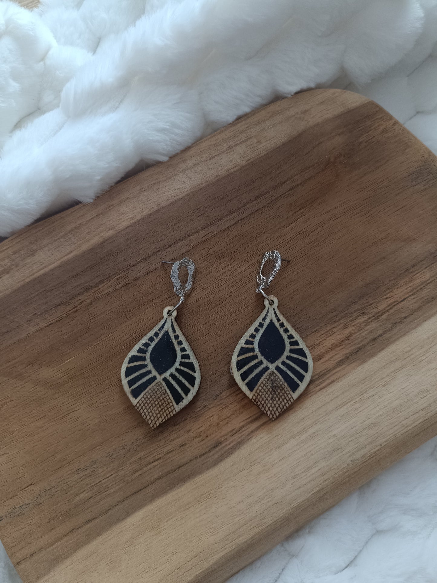 boucles d'oreilles " giulia " bois et noir