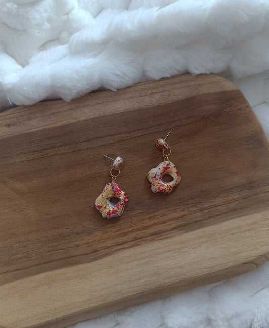 boucles d'oreille " jade " rouge et doré