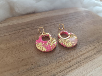 boucles d'oreille " jasmine " fuschia doré