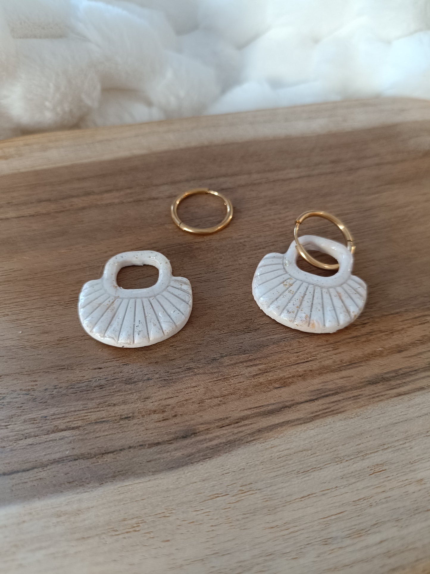 pampilles " jasmine " blanc cassé doré