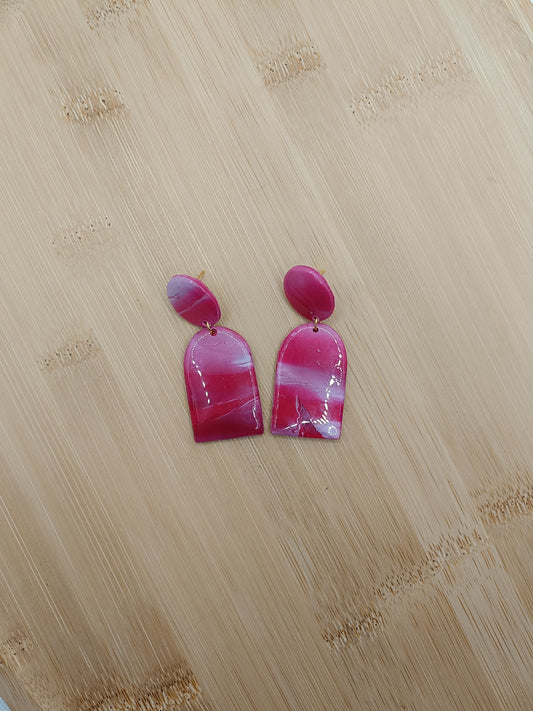 Boucles d'oreilles " Alba " rouge/bordeaux/blanche marbré