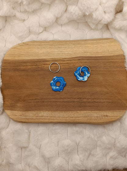 Pampille " Enola " marbré bleu et blanche