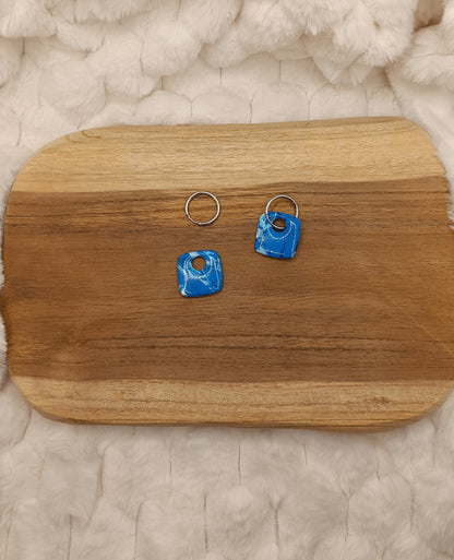 Pampille " rose" marbré bleu et blanc