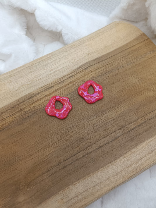 Pampille " jade " rouge motif fushia