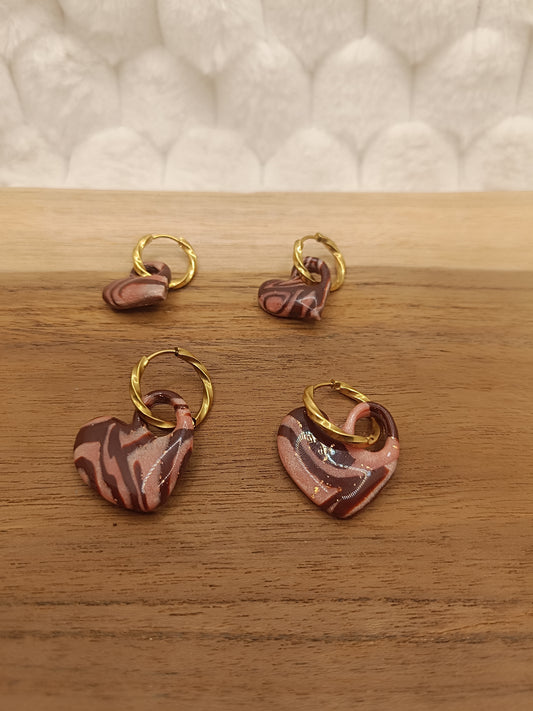 Box " margot " et " mini margot " rose métallisé/brun